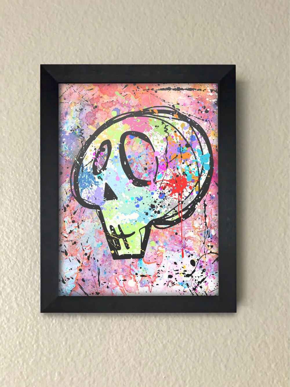 Painted Skull Framed Wall Art